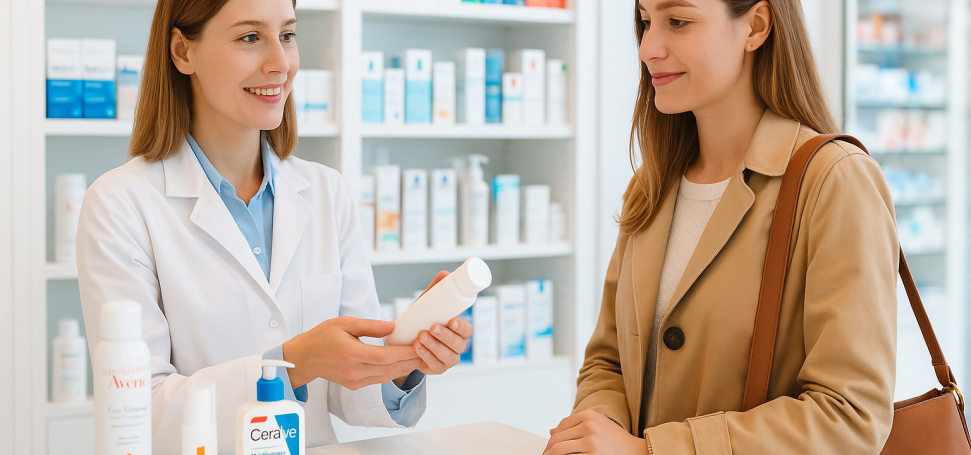 Kosmetikberatung einer jungen Frau in der Linden-Apotheke - KI‑generiert