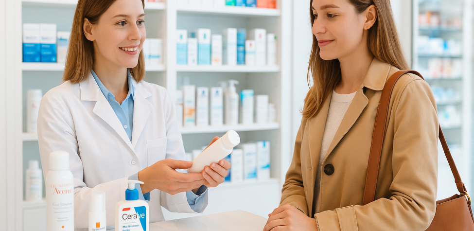 Kosmetikberatung einer jungen Frau in der Linden-Apotheke