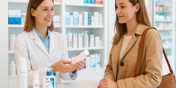 Kosmetikberatung einer jungen Frau in der Linden-Apotheke - KI‑generiert